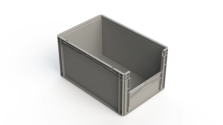 Přepravka Basicline 3263/0003 šedá, UÚ, uzavřená, otevřená kratší strana